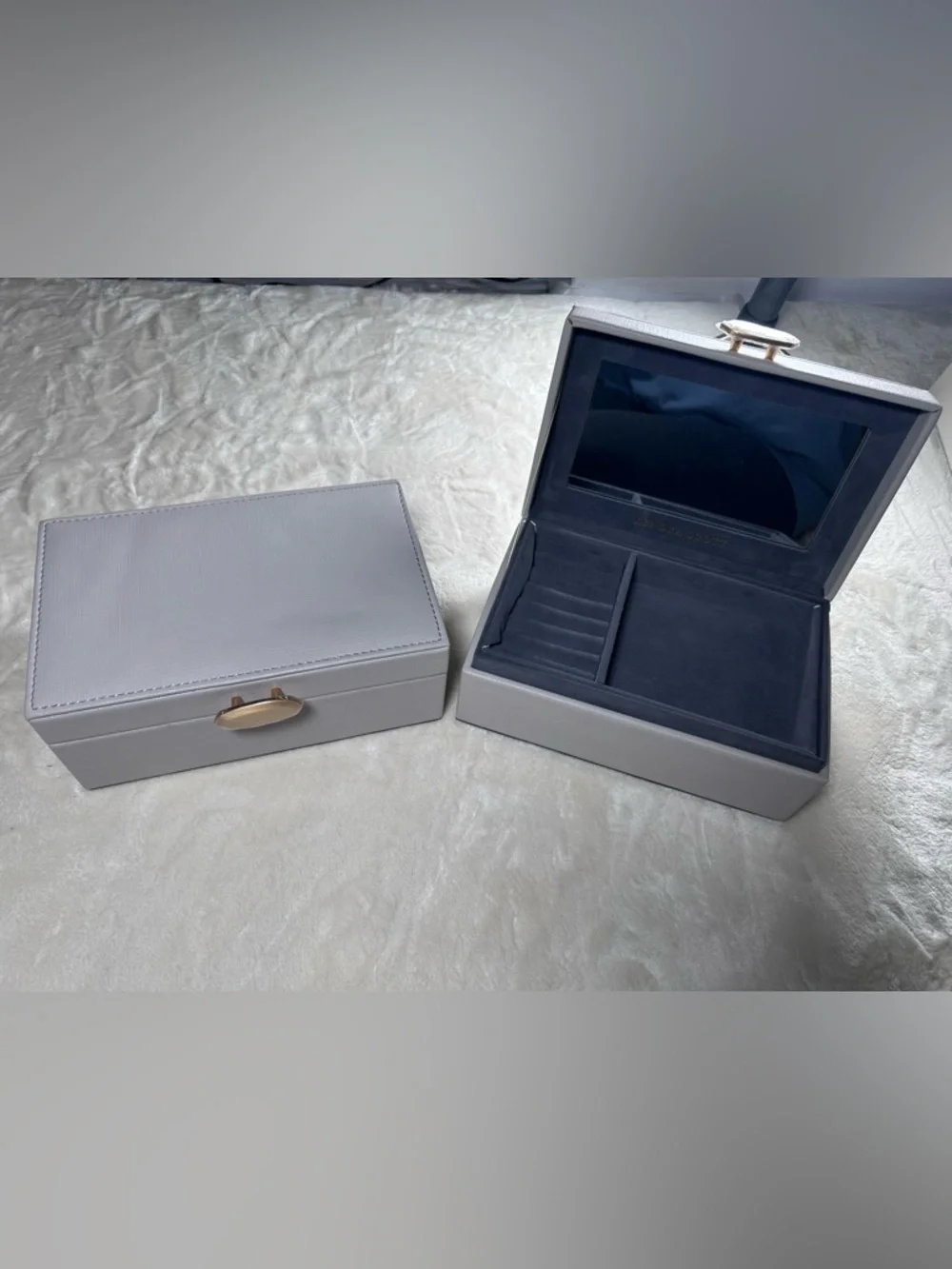 2 NEW Kendra Scott Gray Faux Leather Jewelry Boxes *with Defects*